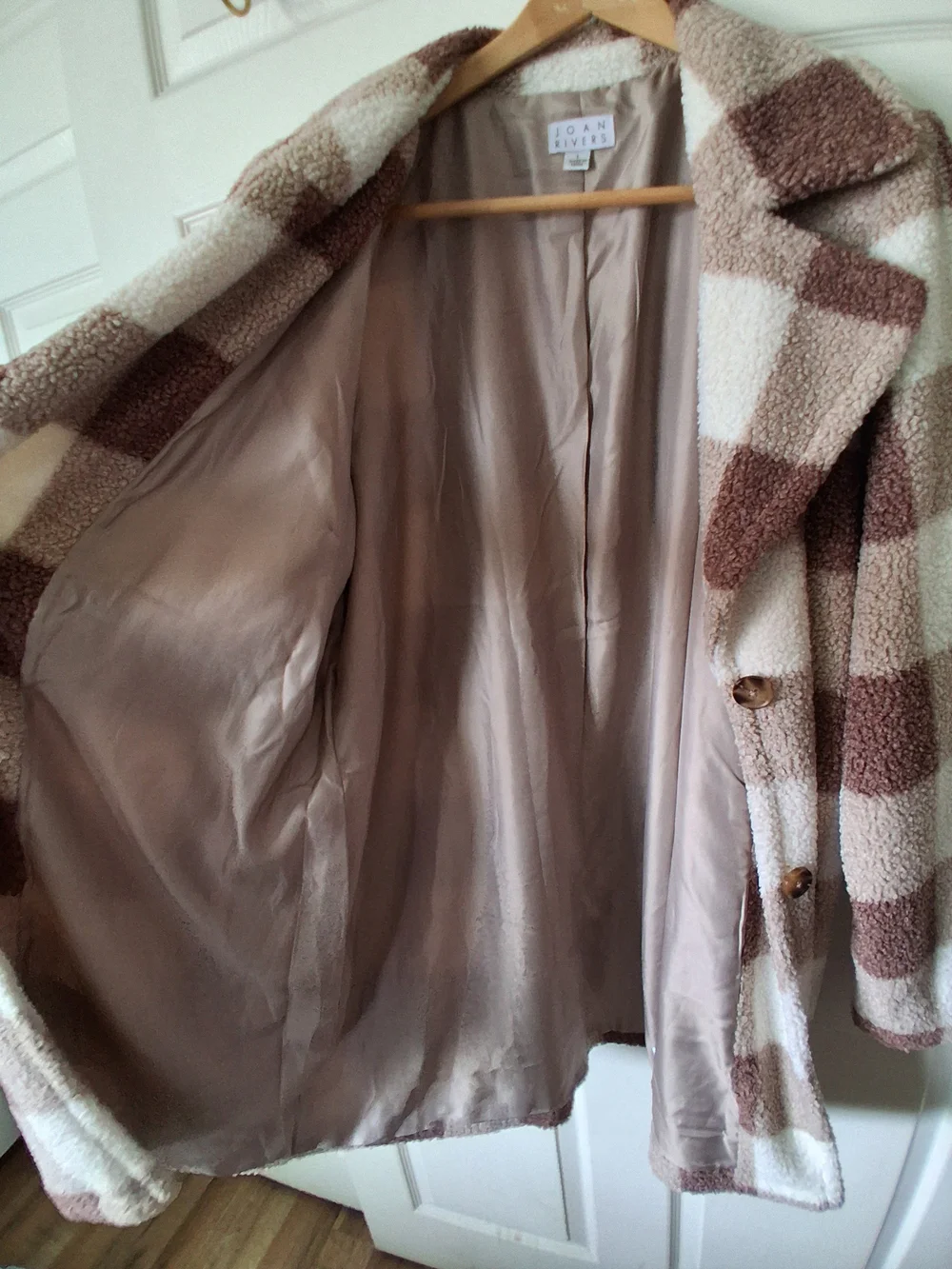 Joan Rivers Cream and Brown Plush Sherpa Blazer